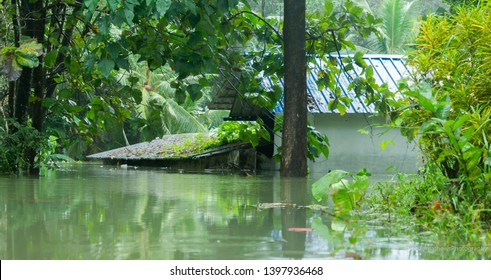 Flooded House During The Natural Disaster Kerala Flood 2018 India