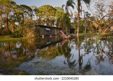 Flooded House Englewood Florida Day After Hurricane Ian