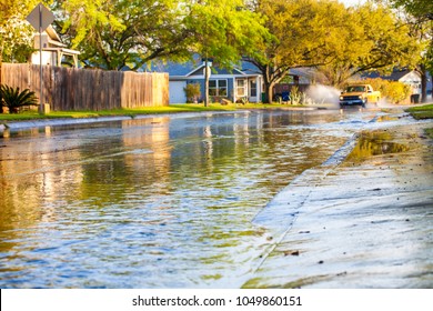 Flooded Neighborhood Street After Thunderstorm