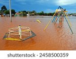 Flooded playground equipment in Porto Alegre, Rio Grande do Sul, Brazil