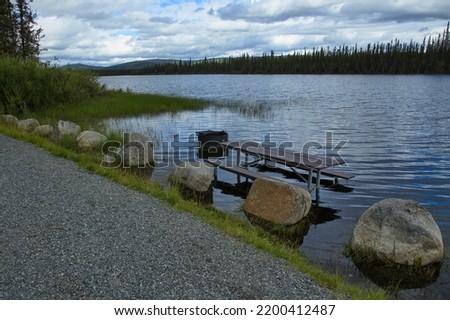 Flooded rest area at Moon Lake in Alaska, United States,North America
