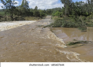 Flooded Road Caused By Ex Tropical Cyclone Debbie