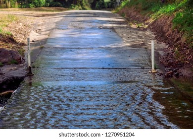 Flooded Road Over Stream In New Zealand