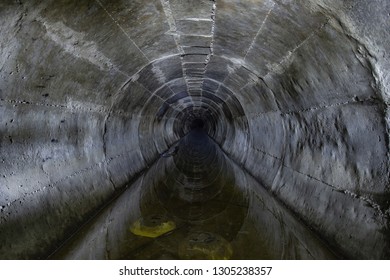 Flooded Round Underground Drainage Sewer Tunnel Stock Photo (Edit Now ...