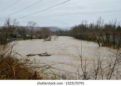 Flooded Watauga River At Crest