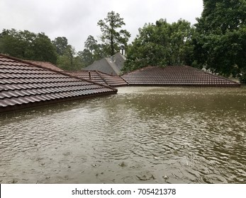 Flooding from Hurricane Harvey in Spring Texas off East Cypresswood, a couple miles north of Houston.