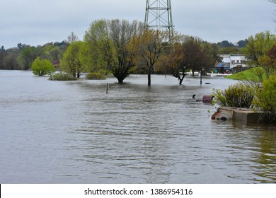 Flooding Of The Mississippi River In Bettendorf Iowa