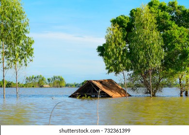 Floods damaged houses. When Tropical Storm And the floods hit Thailand. South East Asia Myanmar Burma Cambodia Cambodia Malaysia Indonesian Philippines Philippines
