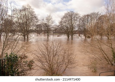 Floods From The River Wye In Herefordshire, UK.