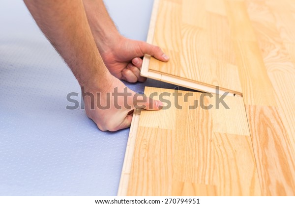Floor Hardwood Floor Installing Royalty Free Stock Image