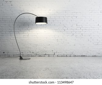 Floor Lamp In Brick Room