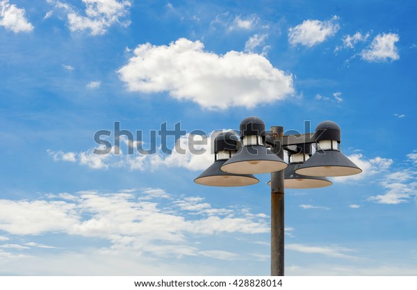 floor lamp for\
decorate garden in blue\
sky
