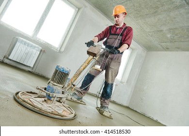 Floor Machine Grinding By Power Trowel 