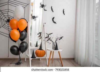 Floor Mirror With Creative Decor For Halloween Party Indoors