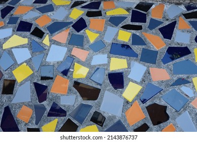 Floor mosaic made out of broken tiles in Basque country, Spain. Minimalistic design, concept of recycling.