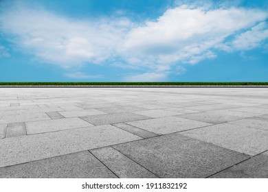 Floor Tiles Ground And Blue Sky And White Clouds