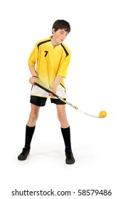 floorball player on the white background