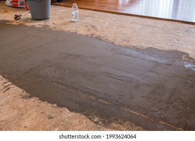 Flooring Cement To Level The Subfloor In Room Before Laying New Hardwood Flooring