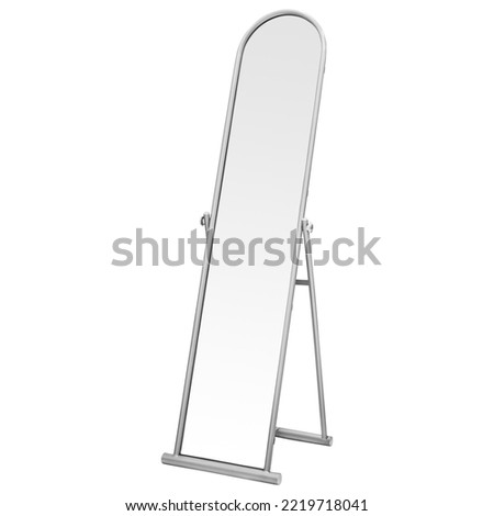 Floor-standing mirror with a stand. Isolated from the background. Interior element