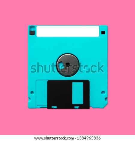 Floppy Disk 3.5 Inch Back Nostalgia, Isolated And Presented In Punchy Pastel Colors
