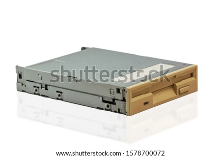 Floppy disk drive 3.5 inch isolated on a white background.