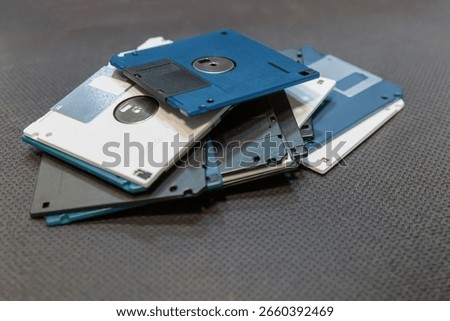 floppy disk obsolete storage medium, multi-colored floppy disks close-up