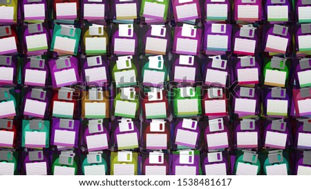 Floppy disks background in the different colors