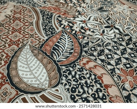 Flora, batik, micro dot cloth texture, gold, yellow, grey, blue, green, brown color natural background color clothing, south east Asia, traditional pattern