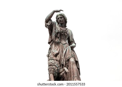 Flora MacDonald Statue At Inverness Castle Scotland On White