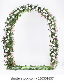 floral arch on a gray background