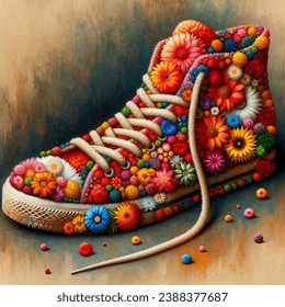 Floral artistic image of sneaker