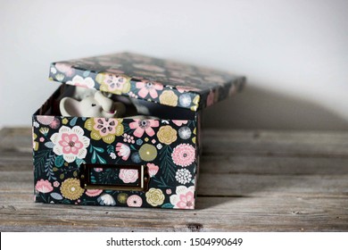 Floral Baby Box With Keepsakes Inside.