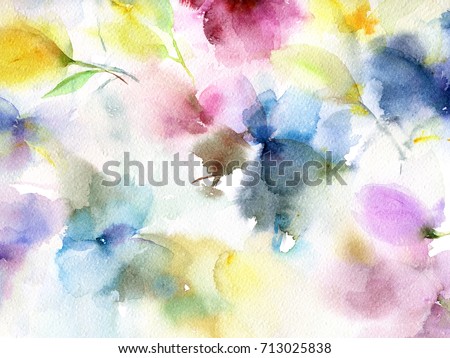 Floral background. Watercolor floral background. Greeting card. Wedding invitation template. Floral card. Abstract flowers. Wedding bouquet. Watercolor floral wall art painting for home decor.