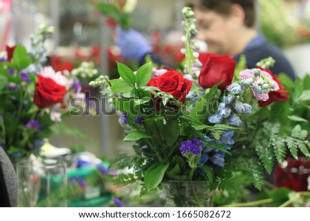 Similar – Image, Stock Photo lavender bouquet and red ribbon