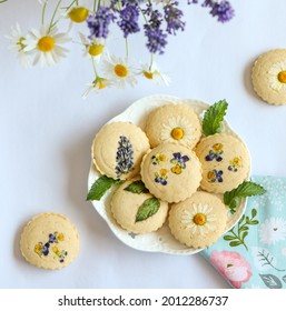 Floral Cookies With Lavender, Camomile And Violet