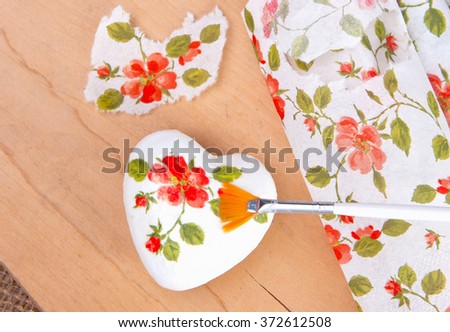 Floral decorated valentines in decoupage technique