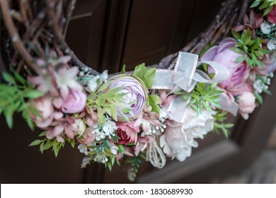 Floral Easter Wreath On A Door