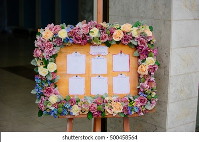 Floral frame with a list of wedding guests