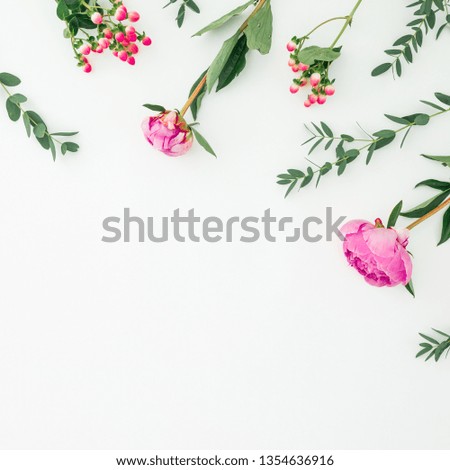 Similar – Tropical palm leaves and exotic flower frames