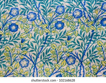Floral hand printed fabric from India