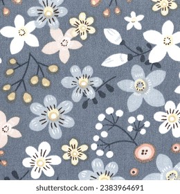 Floral pattern denim fabric design close up - Powered by Shutterstock