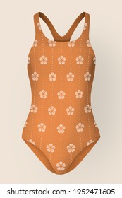 Floral pattern one-piece swimsuit summer apparel
