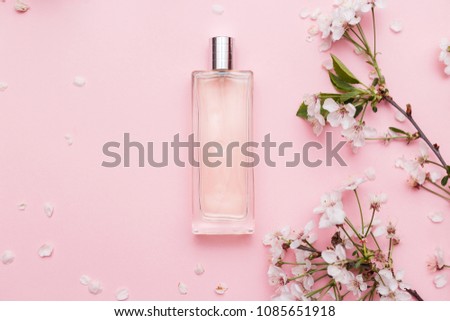 Floral perfume bottle with orchid flowers