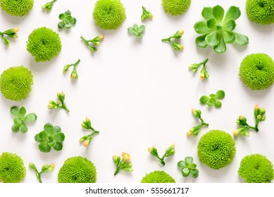 Floral Spring Fresh Background, Top View, Flat Lay Composition