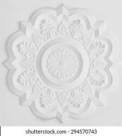 Floral Stucco Moulding Rosette On White Ceiling