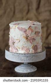 Floral Wedding Cake On A Cakestand