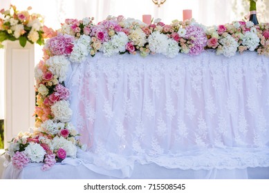 Floral Wedding Decorations Pink White Garland Stock Photo