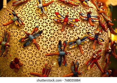 Florence, 2 December 2017: Christmas Ornaments In A Christmas Market. Italy.