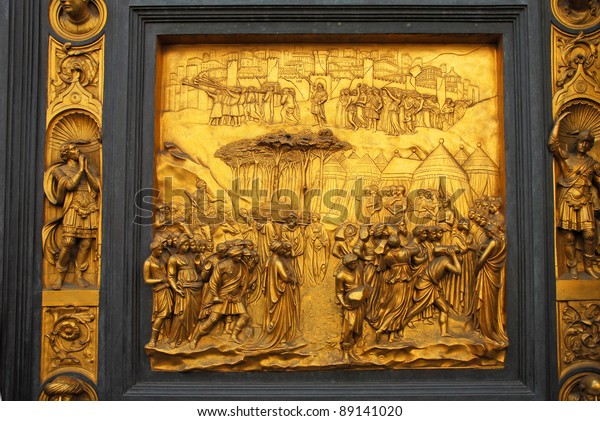 Florence Baptistery Door Gate Paradise Panel Stock Photo