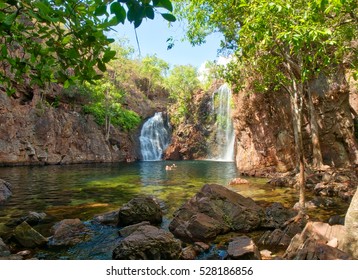 Florence Falls A 2 Hours Drive South West Of Darwin Is A Wonderful And Popular Place Locals And Holiday Makers Alike To Go For A Swim, Litchfield National Park, Northern Territory,  Australia.